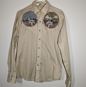 Vintage Kennington Button Up Shirt Quilted Native American Style Men's Medium